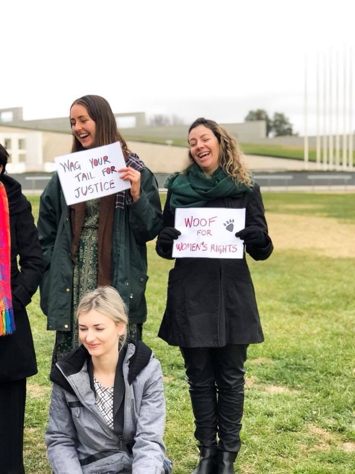 Campaign for women’s rights and climate justice at the Parliament House in Canberra