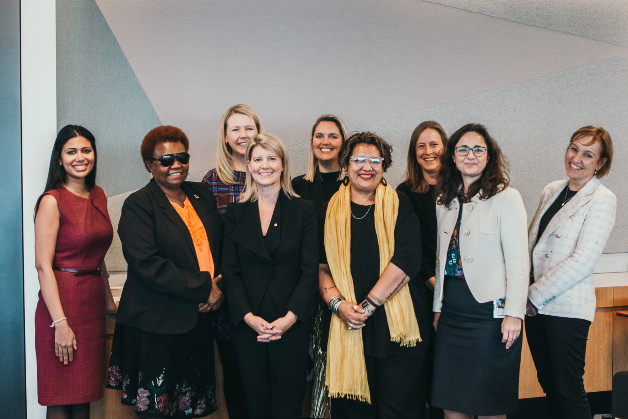 Members of the Arise Leadership Circle, Nelley Caleb and Sharon Bhagwan-Rolls at ActionAid Australia's World Humanitarian Day Event, 2019.